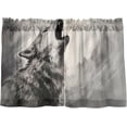 thumbnail image 2 of Grey Roaring Wolf Half Window Tier Curtains 36 Inch Blackout Thermal Insulating Kitchen Linen Tier Curtains for Kitchen, Bathroom, Cafe Home Decor, 2 of 7