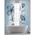 thumbnail image 5 of Blue Flower Sheer Curtains 84 Inch Length 2 Panels Set, Retro Gradient Texture Painting Plant Leaf Voile Window Treatment Rod Pocket Curtains Sheers Drapes for Bedroom/Living Room/Kitchen 52"x84"x2, 5 of 7