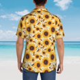 thumbnail image 4 of Vsdgher Brown Leaf Pattern Sunflower Print Men's Hawaiian Shirts Button Down Tropical Holiday Beach Shirts Vacation Clothes,Large, 4 of 7