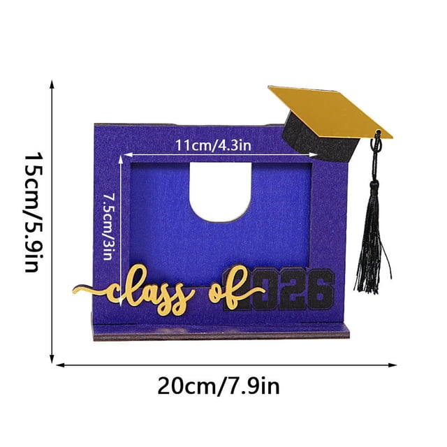2026 Graduation Season Wooden Photo Frame Desktop Ornaments, Personalized Picture Frame Tabletop Display, Graduation Photographs Storage Frame Commemorative Decorations