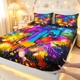 thumbnail image 4 of Manfei Graffiti Art Style Bed Sheets,Gradient Monogrammed T Full Size Sheets,Black,4pcs,1 Flat Sheet,1 Fitted Sheet and 2 Pillowcases, 4 of 6