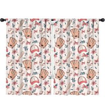 Blackout Kids Curtains,Pink and Blue Baseball Items Pattern Childrens Insulated Curtains Set Of 2,Bedroom Essentials,Toddler Room Decor 52"x84"