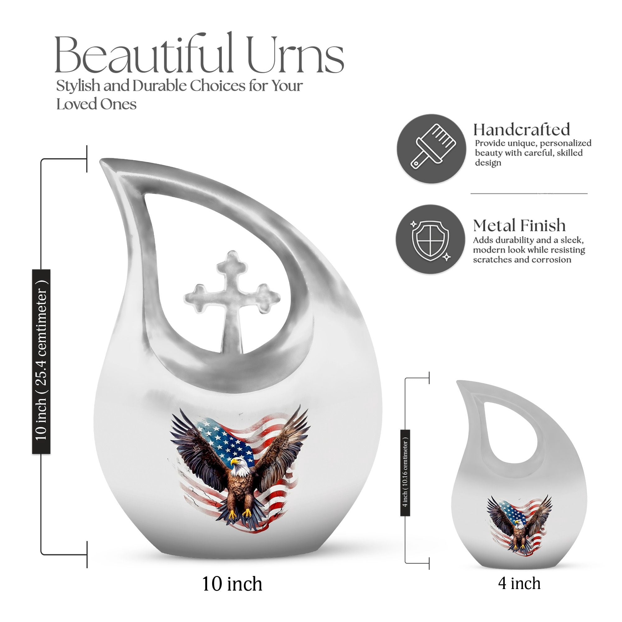 Eagle with American Flag Cremation Urn for Adult Ashes Male & Female - Funeral Decorative Urn - Burial Urns for Adult Human Ashes - Large Human Remains Memorial Urn for Women