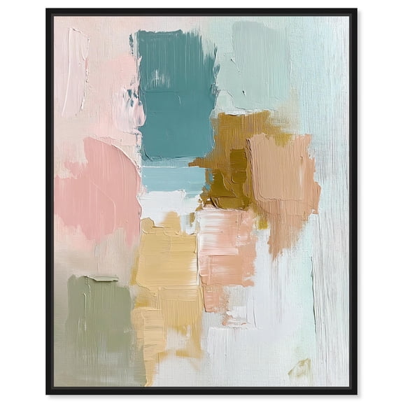 Teal Whisper Canvas Print Bright Wall Decor by Art Remedy, Black Frame, 16 x 20