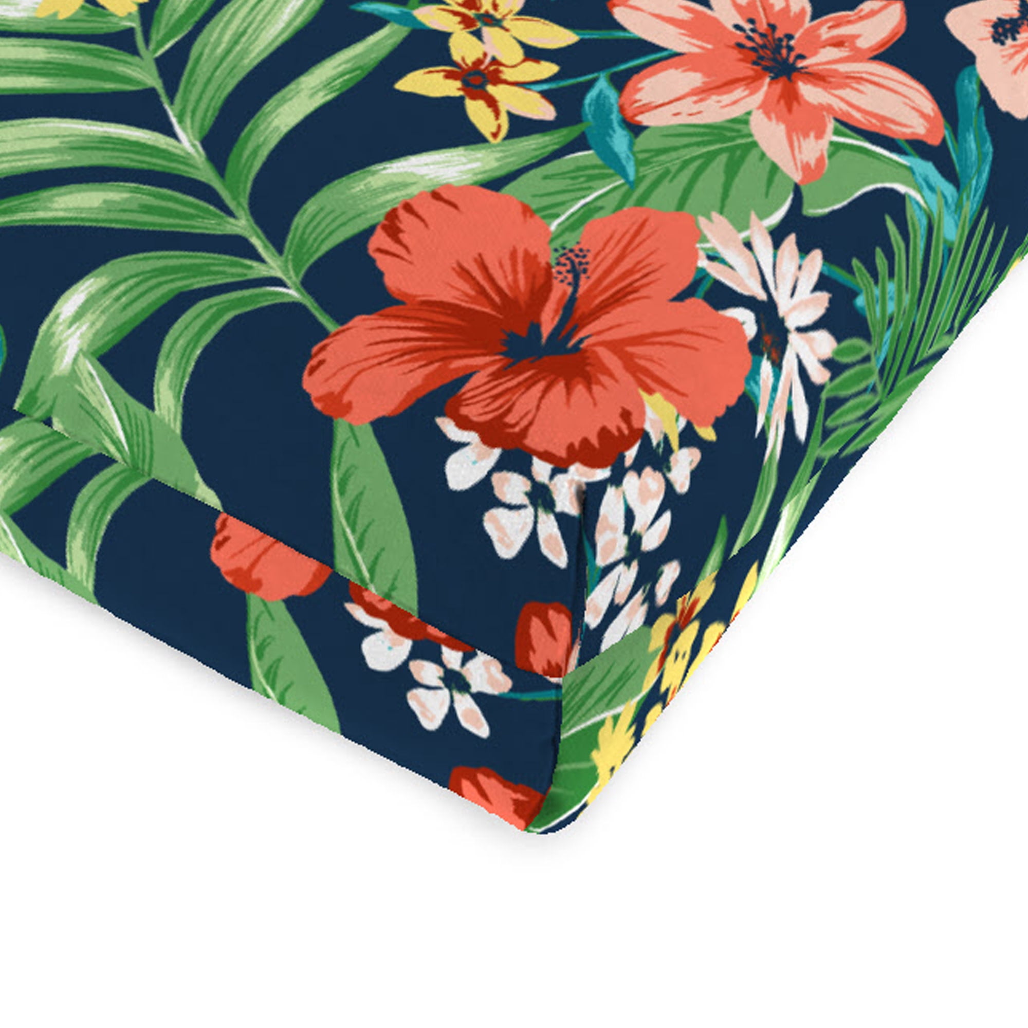 Jordan Manufacturing 44" x 22" Natalia Alpine Navy Floral Rectangular Outdoor Chair Cushion with Ties and Hanger Loop