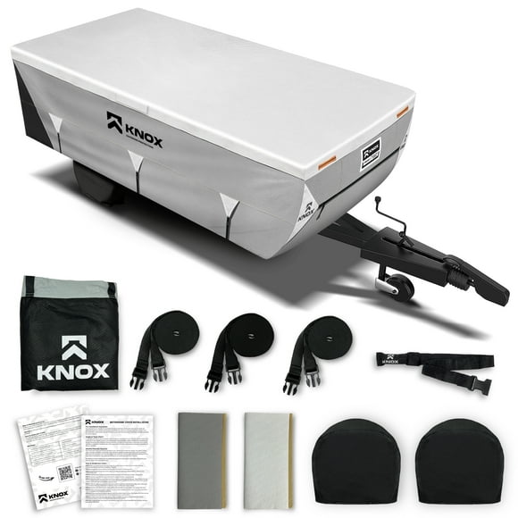 KNOX 2nd Gen Pop up Folding Camper Cover, Anti-Tear APEX Fabric, Fits Folding Campers and RVs, Pop-up Trailer Cover Comes with Tire Covers and User-friendly Instructions - Size 16-18 ft