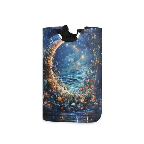 Yayeee Freestanding Laundry Hamper with Handle Collapsible Large Storage Basket for Clothes, Crystal Moon