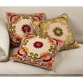 thumbnail image 3 of Fennco Styles Hand Beaded Floral Embroidery Cotton Filled Decorative Throw Pillow, 18"Wx18"L (Ivory), 3 of 3