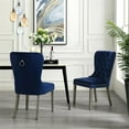 thumbnail image 2 of Posh Arthur Velvet Dining Chair with Nailhead Trim Navy Blue (Set of 2), 2 of 8