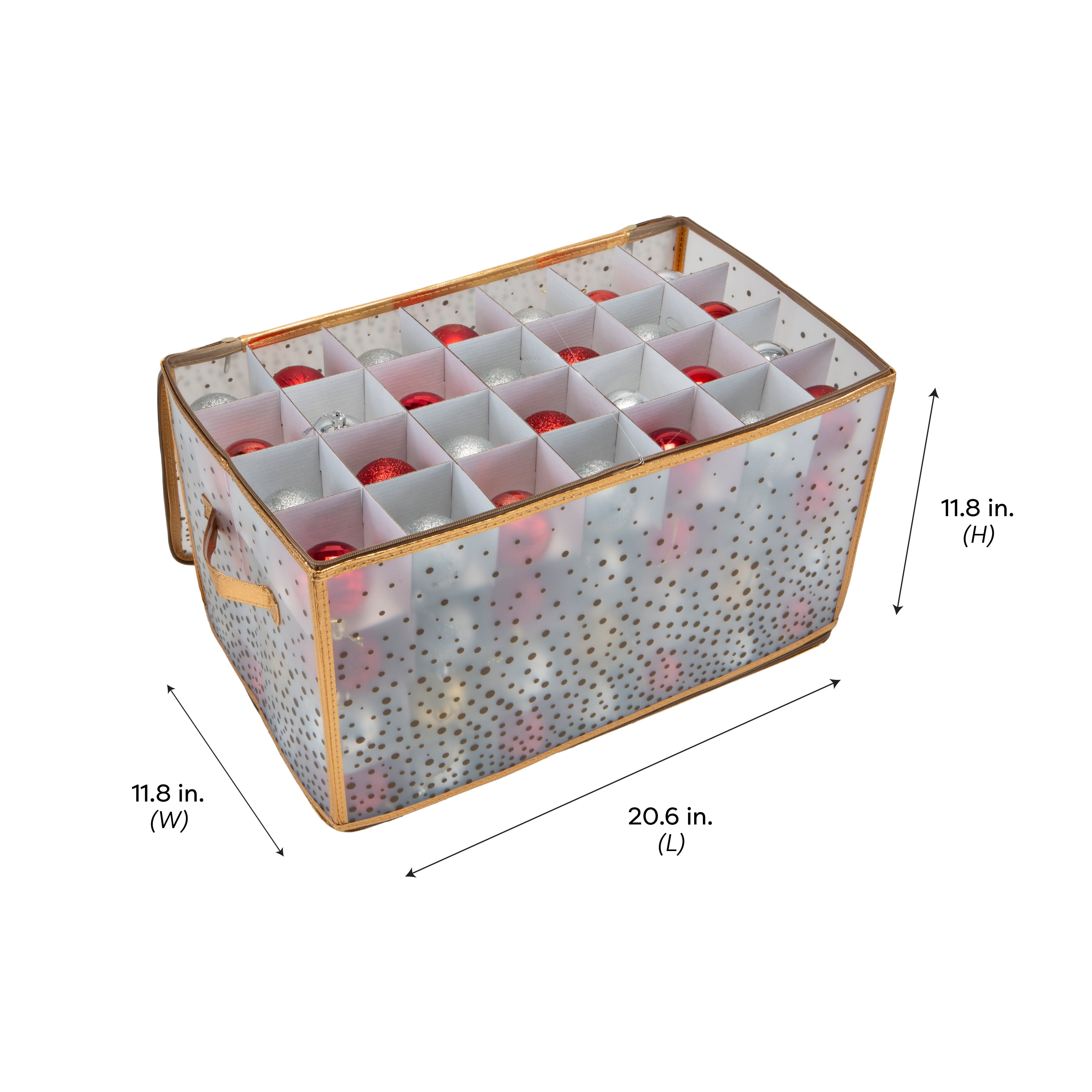 Simplify 112-Count Christmas Holiday Plastic Ornament Organizer Box, Gold