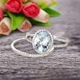 thumbnail image 3 of Oval Shape Blue Gemstone With Split Shank Halo Design 1.75 Carat Aquamarine Engagement Ring Bridal Set Anniversary Gift On 10k White Gold, 3 of 3