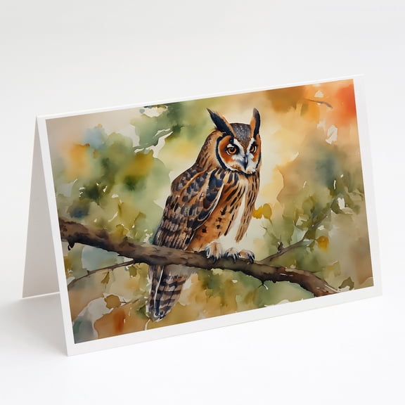 Long-Eared Owl Greeting Cards Pack of 8 7 in x 5 in