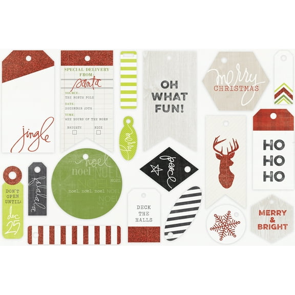 Heidi Swapp Oh What Fun Tags 18/Pkg-Glittered