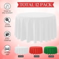 12 Pack Christmas Round HHA1 Disposable Tablecloth, Red White Plastic