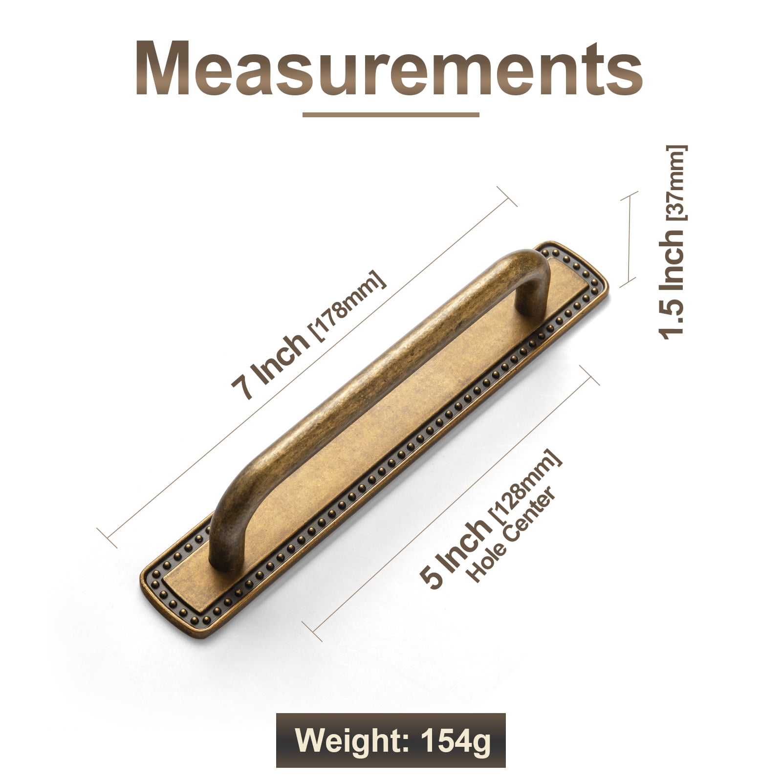 Goo-Ki 4 Pack 5''(128mm) Hole Center Antique Brass Cabinet Pulls with Backplate, Zinc Alloy Minimalist Style Cabinet Handles for Drawer,Dresser,Cupboard Wardrobe Cabinet (2218-g018)