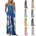 thumbnail image 5 of Women Tie Dye Wide Leg Jumpsuit Sleeveless V Back Casual Loose Summer Outfit, 5 of 5