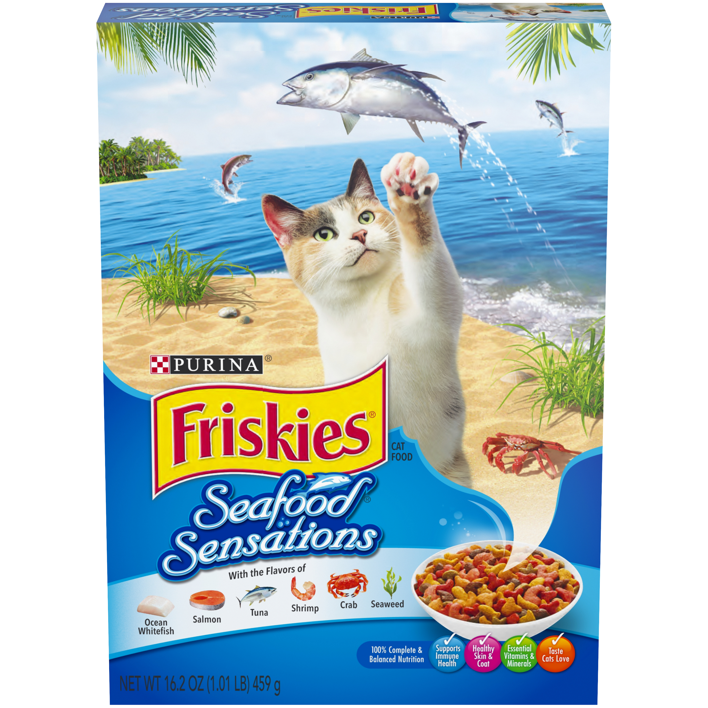 Friskies Dry Cat Food, Seafood Sensations 16.2 oz. Box