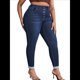 thumbnail image 1 of Vaqueros Ajustados de Talla Grande para Mujer, Cintura Alta, Elásticos, Clásicos, Hasta el Tobillo Azul XL, 1 of 7