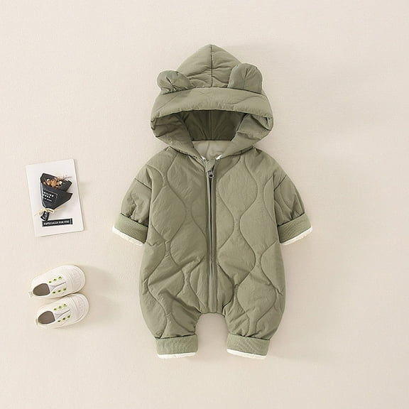 Baby Winter Romper Warm Puffer Romper Coat for Baby Girls Winter Coat Warm Windproof Long Sleeve Winter Clothes for Baby Girl 18-24 Months