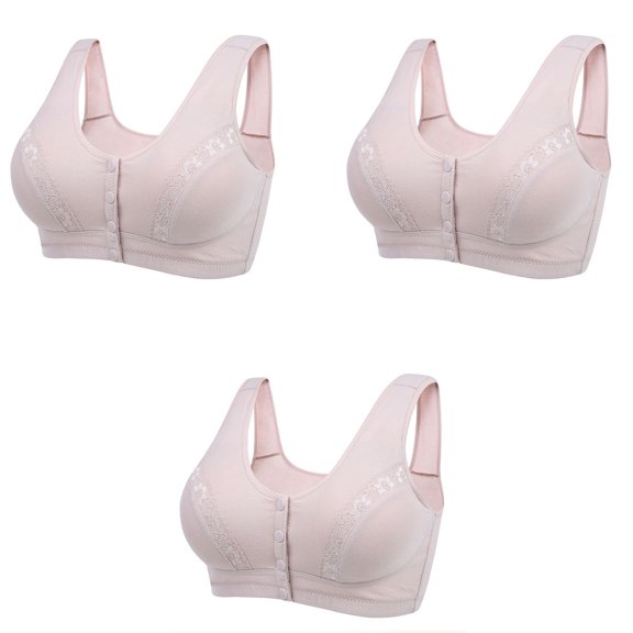 Low Back Bras for Dresses 3Pack Everyday Snap Lace Bras Women's Front Close Builtup Sports Push Up Wire Free Bra Bra for Plus Size Clearance for Women