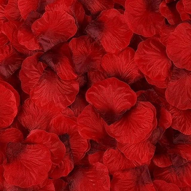Xiao Hua 1000 piezas de pétalos de rosa artificiales para decoración de bodas, fiestas, color rojo y negro