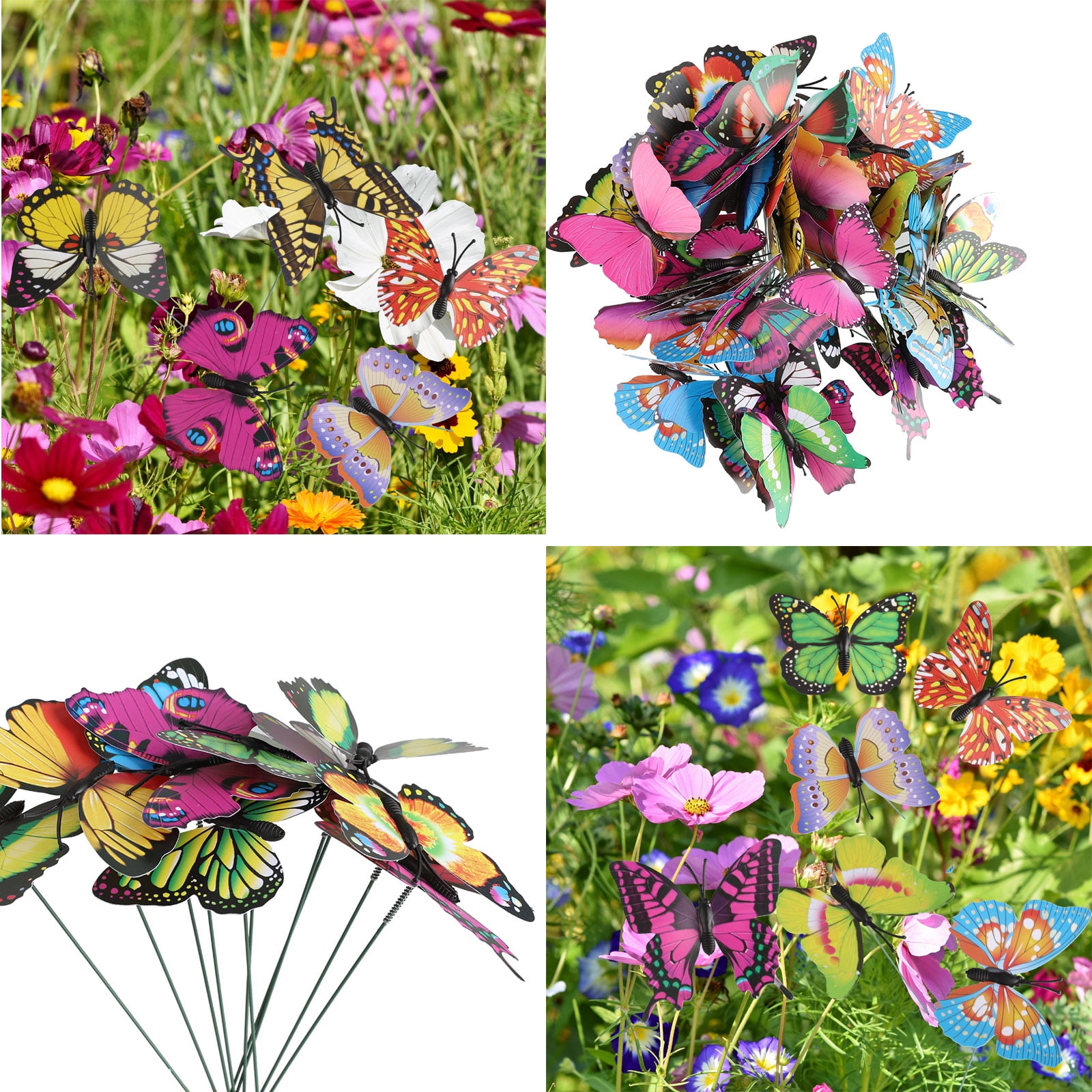 50Pcs Butterfly Stakes Outdoor Yard Planter Flower Pot Bed Garden Decor Yard Art 