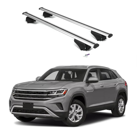 ERKUL Roof Rack Cross Bars for VW Volkswagen Atlas Cross Sport 2020-2025 | Aluminum Crossbars with Anti Theft Lock for Rooftop | Compatible with Flush Rails - Silver