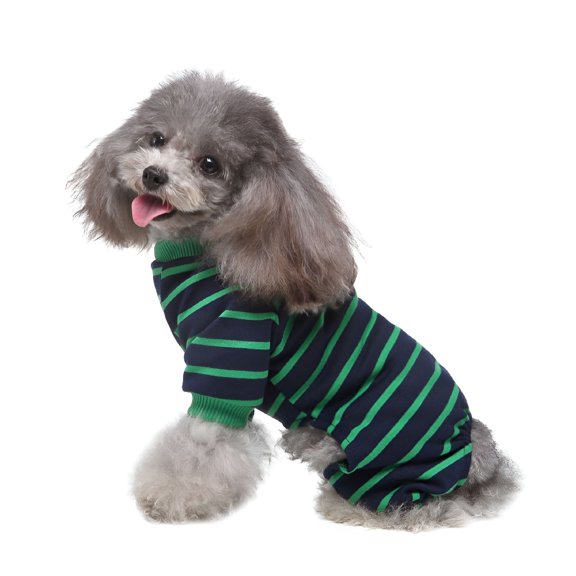 TELOLY Female/Male Pet Dog Pajamas Stripes 4 Legged Dog PJs Jumpsuit Soft Cotton Dog Clothes