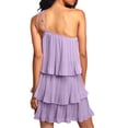 thumbnail image 4 of Gupgi Robe à Volants pour Femme à une Épaule Sans Manches Plissée Mini Robes Unie Ligne A Fluide, 4 of 7