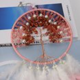 thumbnail image 3 of Atrapasueños grandes con forma de árbol de la vida: plumas de gallo rosa con ágata roja, atrapasueños hecho a mano para la decoración de la pared del dormitorio, 3 of 5