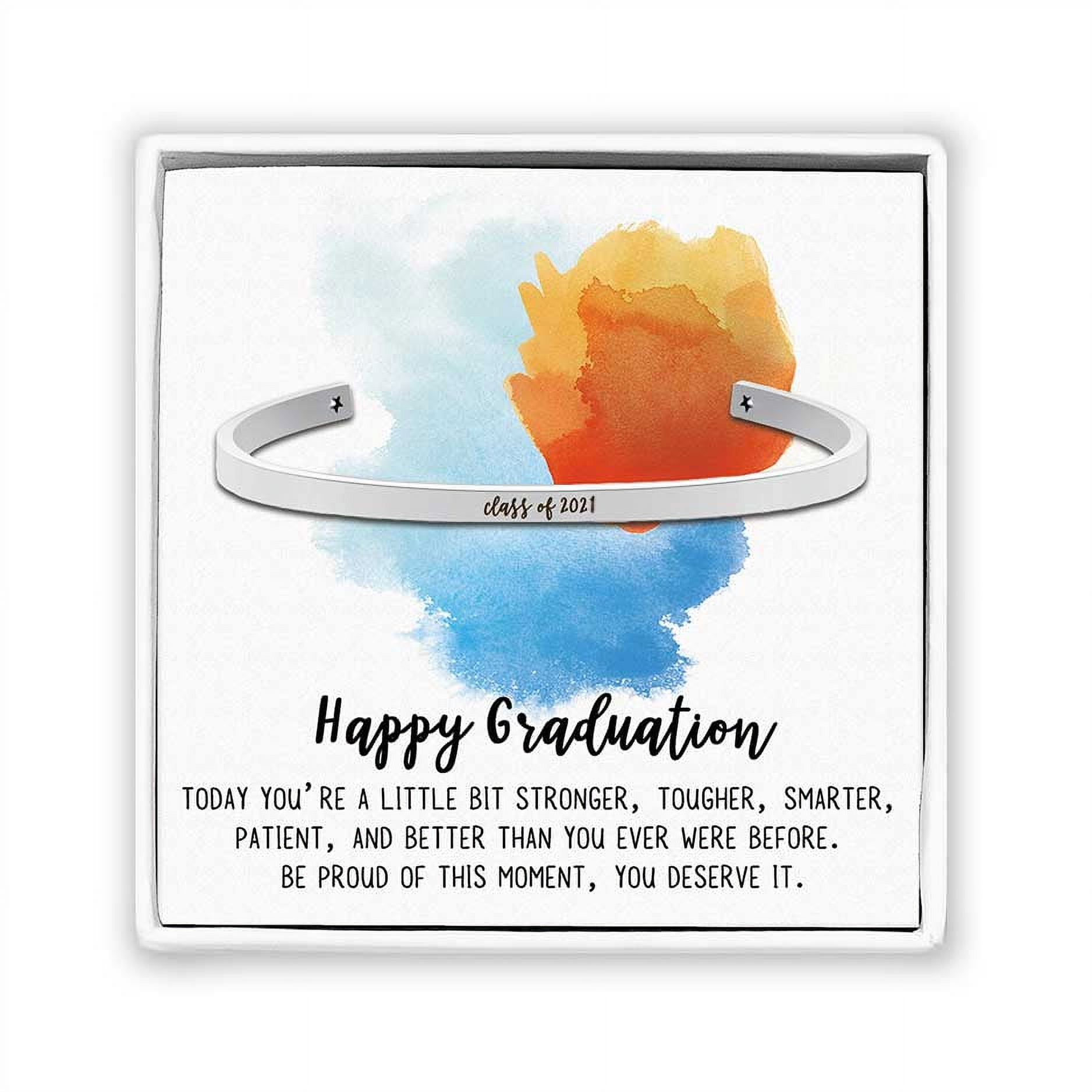 Anavia Happy Graduation Gift for Best Friend - Class of 2021 College Graduation Gift for Friend - Stainless Steel Bangle Gift