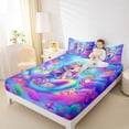 thumbnail image 3 of Erosebridal Colorful Mermaid Fishtail Full Size Sheets,Watercolor Ocean Coral Bed Sheets For Girls 4-Piece, 3 of 6