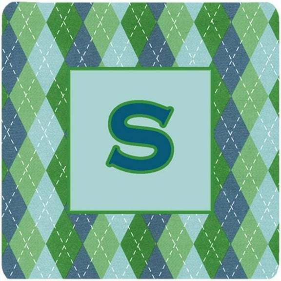 Monogram - Blue Argoyle Foam Coasters Initial Letter S, Set - 4