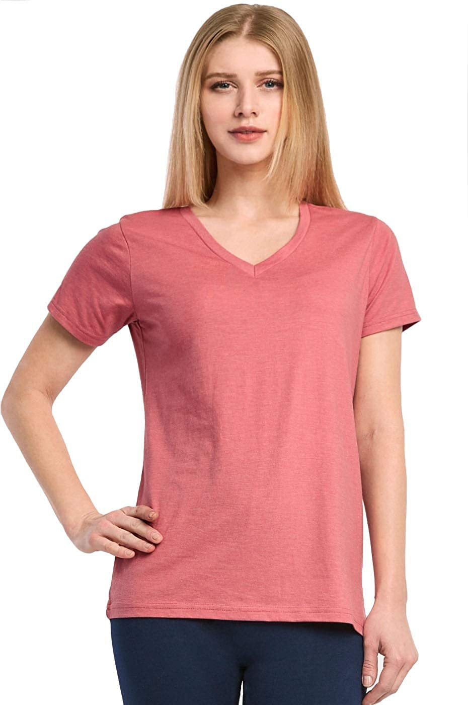 DailyWear - Womens Classic Fit Short Sleeve V Neck T Shirt (H.red ...