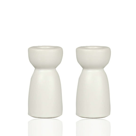 Candlestick Holders, Ceramic White Taper Candle Holder Candlelight Stand, Modern Boho Candle Holders for Desktop Table Setting Dining Bathroom Home Wedding Mothers days Party Decoration,2 Pack