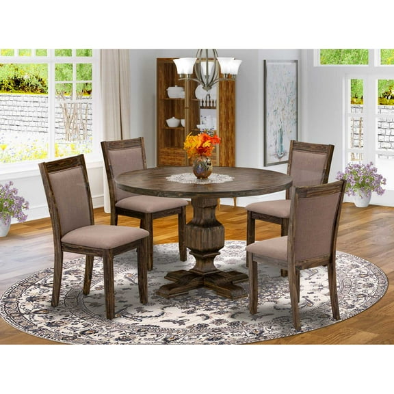 East West Furniture Irving 5-Piece Wood Dining Set in Coffee/Distressed Jacobean