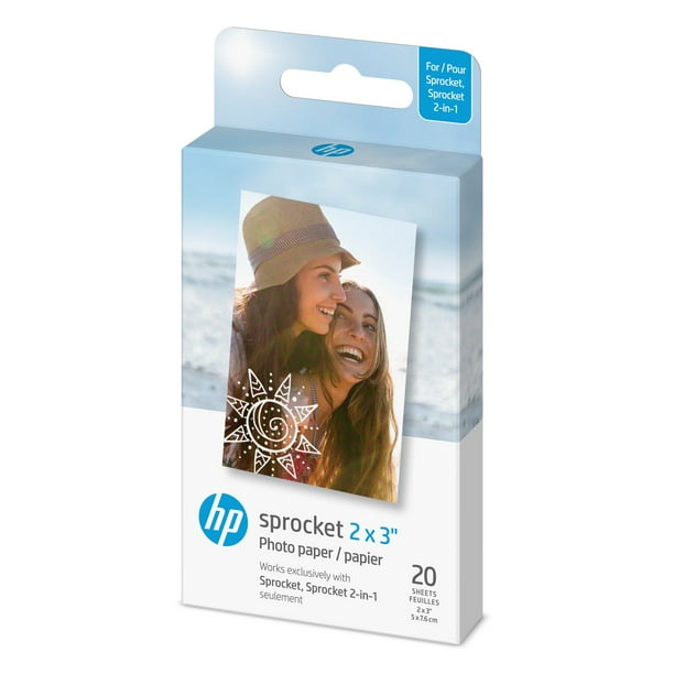 Pignon HP 2x3" Premium Papier Photo Zink Sticky Back (20 Feuilles) Compatible avec les Imprimantes Photo à Pignon HP