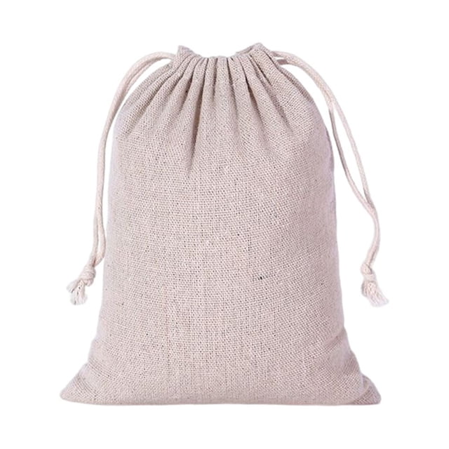 Ruiboury Cotton Linen Storage Bag Reusable Rectangular Solid Color Jewelry Underwear Cosmetic Household Drawstring Pouch Pocket 13x18cm