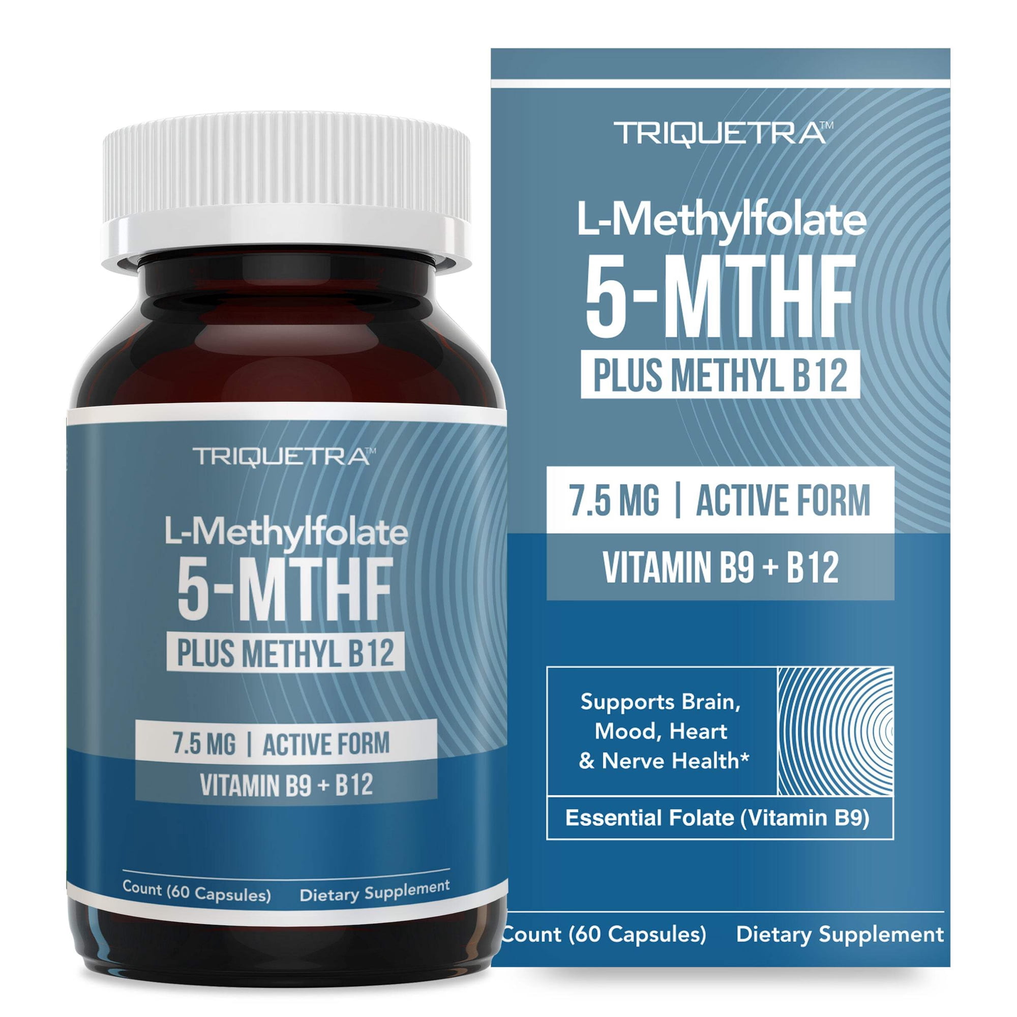 Triquetra Health L-Methylfolate (7.5 mg) Plus Methyl B12 Capsules