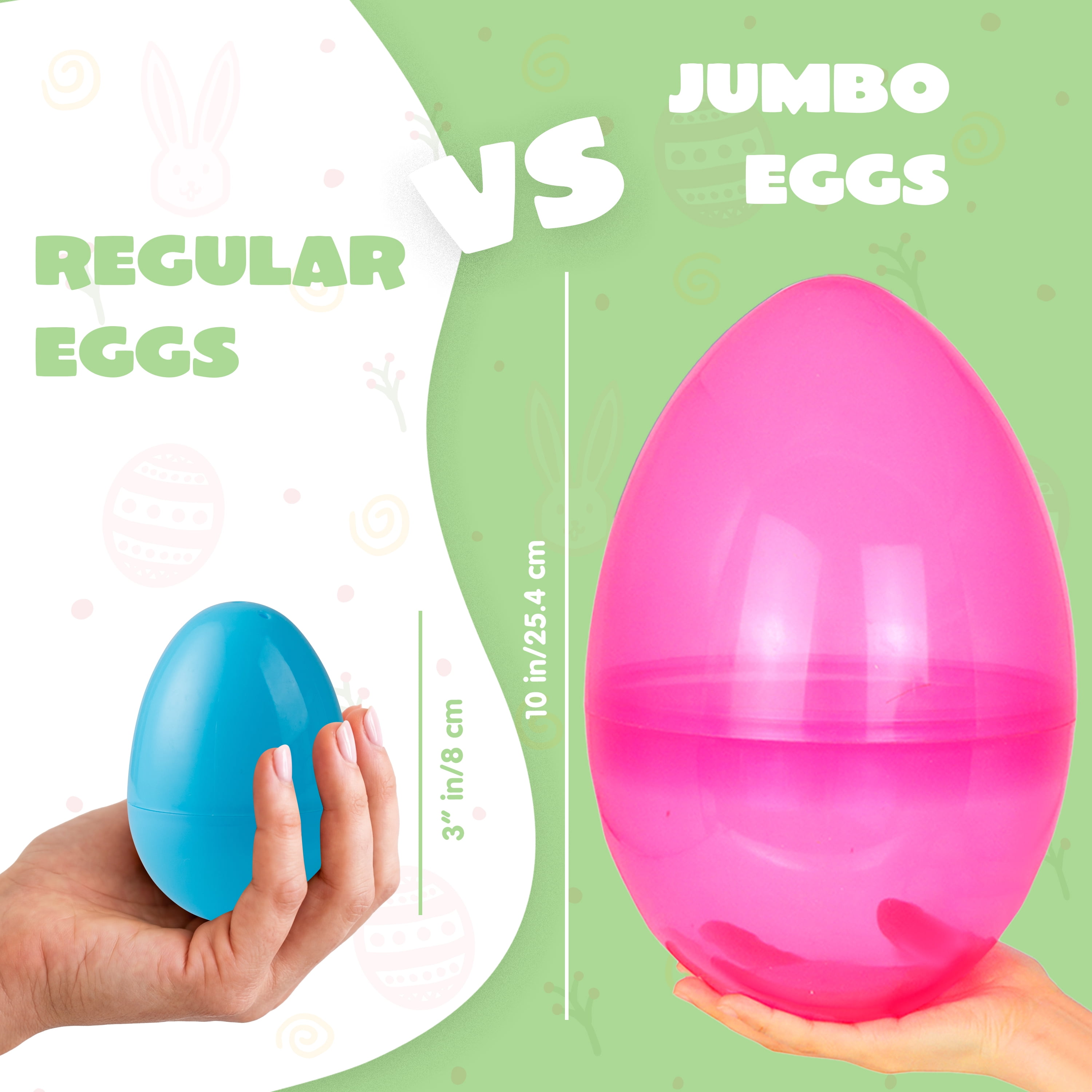 Joyfy 10 inch Large Easter Eggs, 6 pack Jumbo Plastic Easter Eggs, Clear Empty Fillable Perfect for Easter Egg Hunts, Easter Basket Fillers/Stuffers, Party Favor, Classroom Prize Supplies Decoration