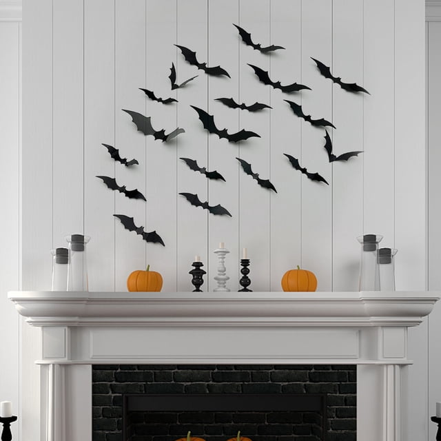 Xihbxyly Decoraciones de Murciélagos de Halloween, Pegatinas de Pared de Pvc 3D, Diseño Reutilizable E Impermeable, Decoración Espeluznante para Interiores y Exteriores, Decoración para Fiestas En Ca