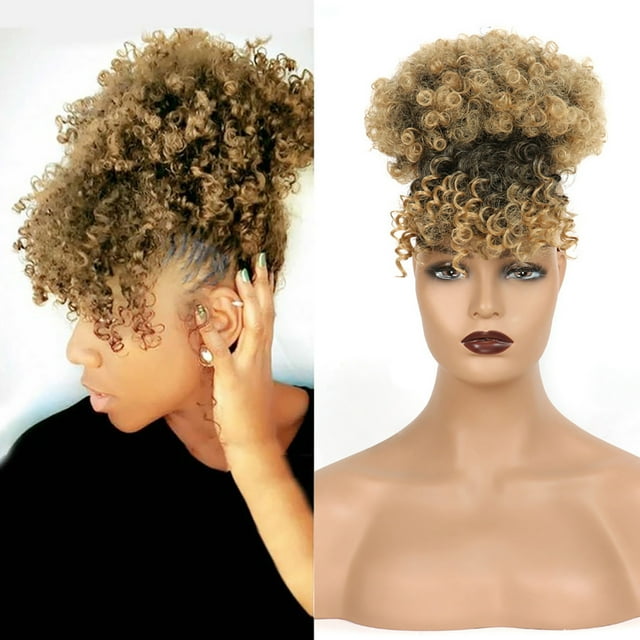 Bradem Wig Small Curly Explosion Wig with Bangs - Pack Design, Curly Hair Wig Accessory
