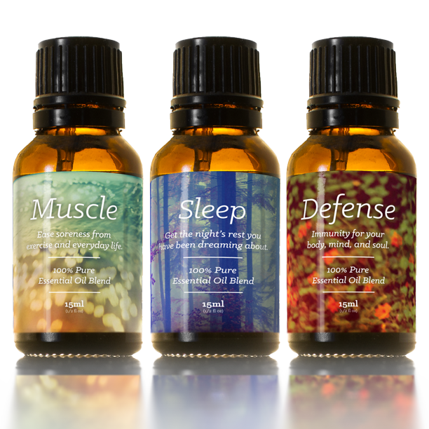 Top 3 Essential Oil Blends Kit Sleep, Muscle, Defense