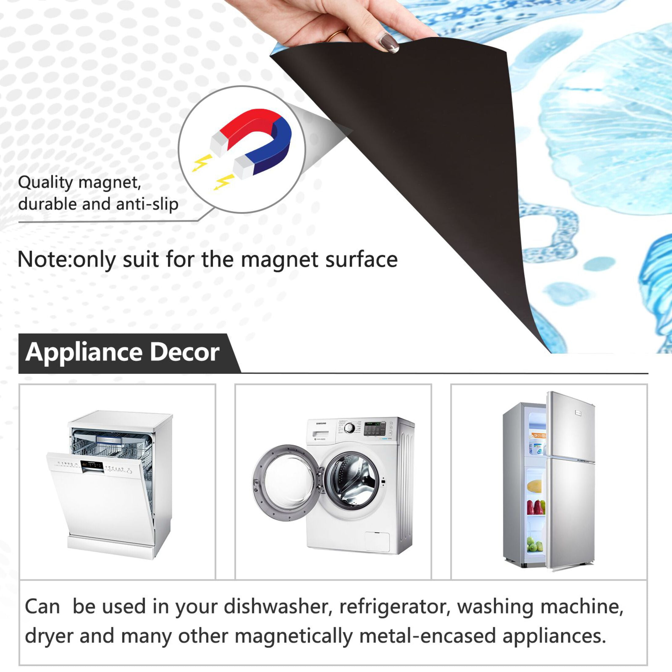 Dishwasher Magnetic Refrigerator Magnet Cover Sticker Home Decorative 23"x26" Ocean-inspired Sea Creatures Pattern