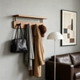 thumbnail image 4 of Wall Mounted Wood Hook Rack With 6 Hooks for Coats Towels Hats and Keys, 4 of 6