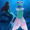 thumbnail image 4 of Disney-vestido de princesa sirena para niños, traje de lujo con volantes de encaje para Halloween, Carnaval, fiesta de cumpleaños, disfraz de Ariel, novedad de 2023, 4 of 5