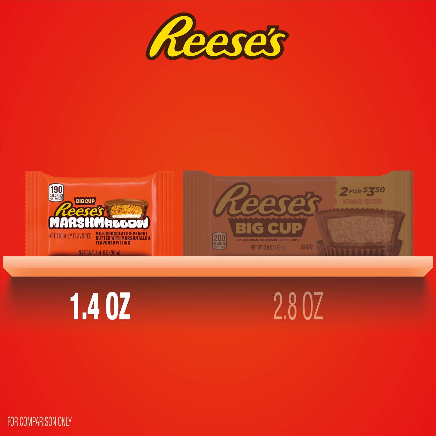 REESE'S Big Cup Marshmallow Milk Chocolate Peanut Butter Cup, Candy Pack, 1.4 oz