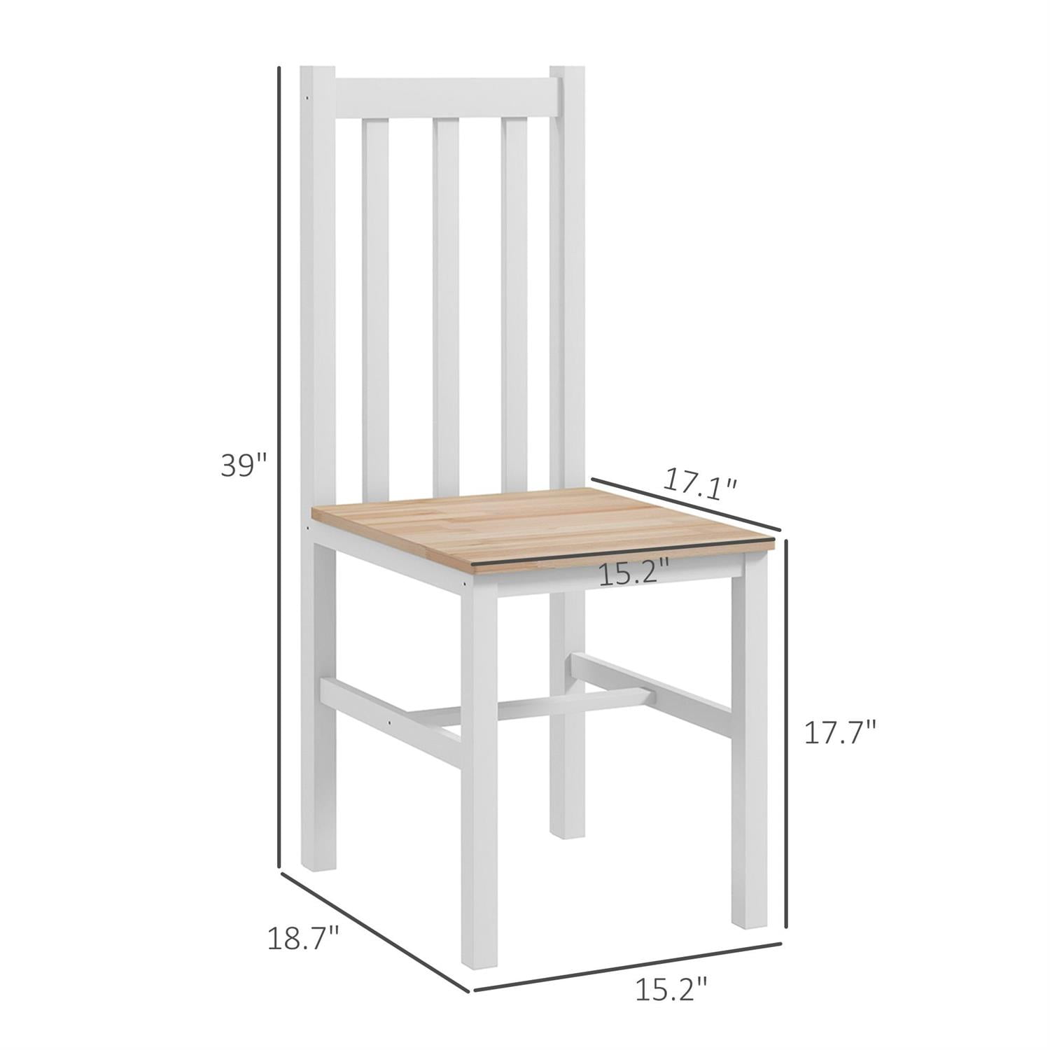 Demi Bonn 4-Piece Pine Wood Dining Chair, Farmhouse Style for Backrest, Living Room & Bedroom Use, Comfy Seating with Quality Craftsmanship, White