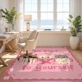 thumbnail image 3 of Design&I 8'x10' Ultra Soft Area Rug, Pink Whimsical Cats and Floral Motif Design Charming Animal Illustrations with Playful Fluffy Washable Non Shedding for Bedroom Living Room Under Sectional, 3 of 3