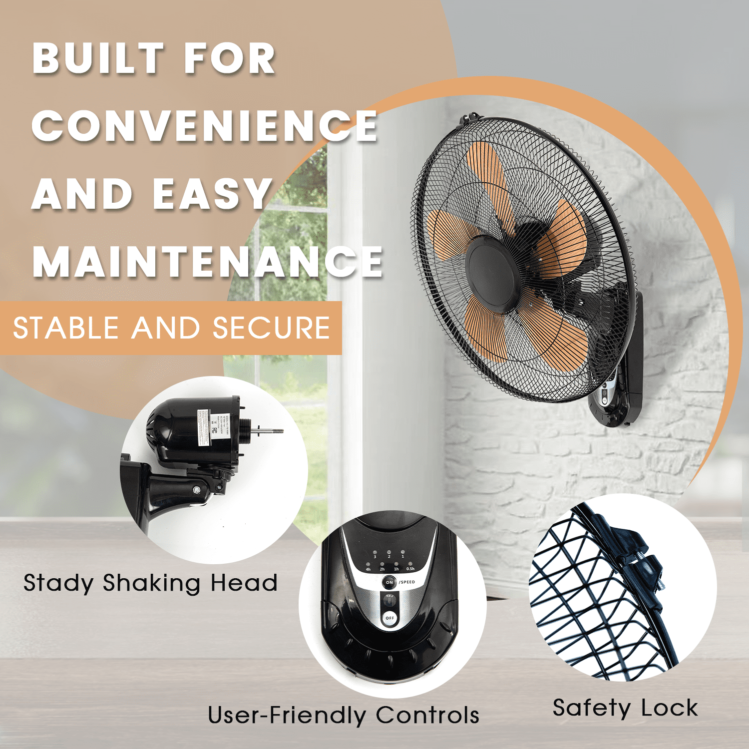 2 Pack 20" Wall Mount Fan with Remote, 3 Speeds Wall Oscillating Fan with 4800 CFM, Cooling Fan with 4 Timing, High Velocity Fans, Yellow